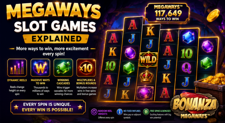 Colorful Megaways online slot game reels with bonus features