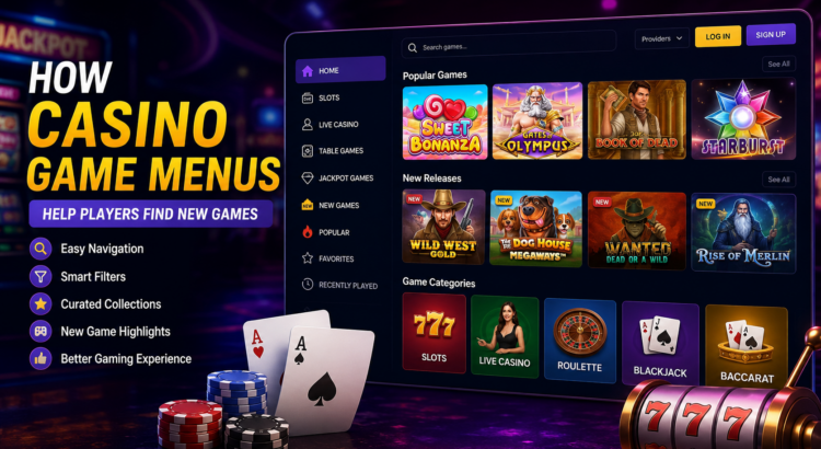 Player browsing casino game categories using smart menu filters on an online casino platform
